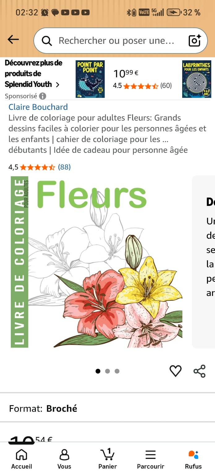 Couverture de Fleurs — Livre de coloriage pour adultes